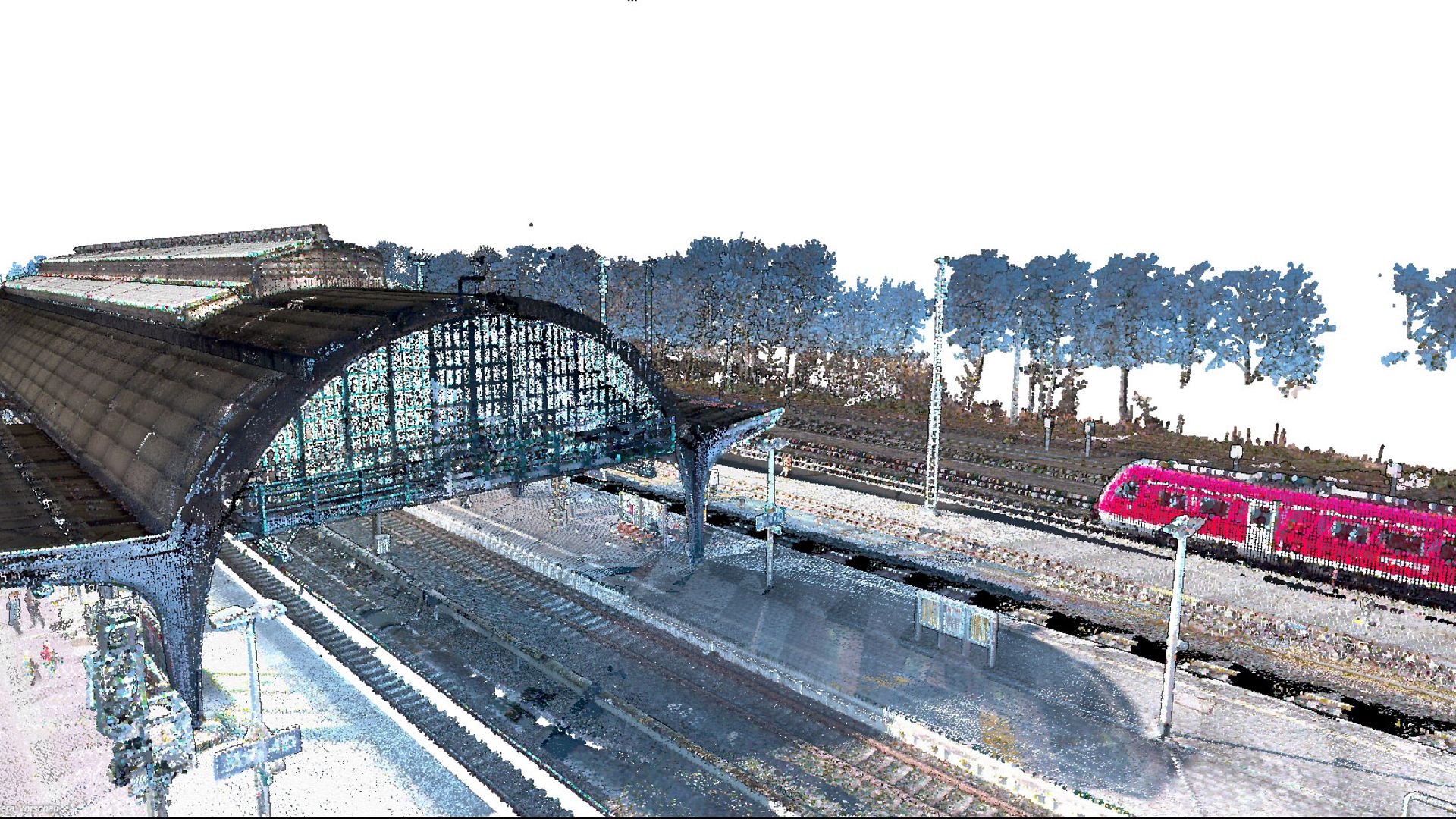Punktwolke der Multisensorplattform an einem Bahnhof