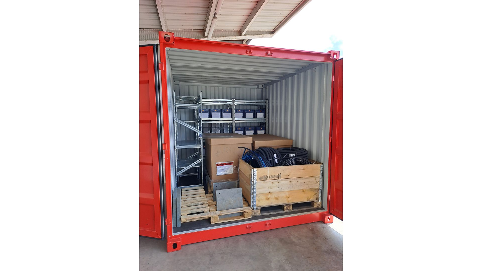 Delivery of material containers to the building site
