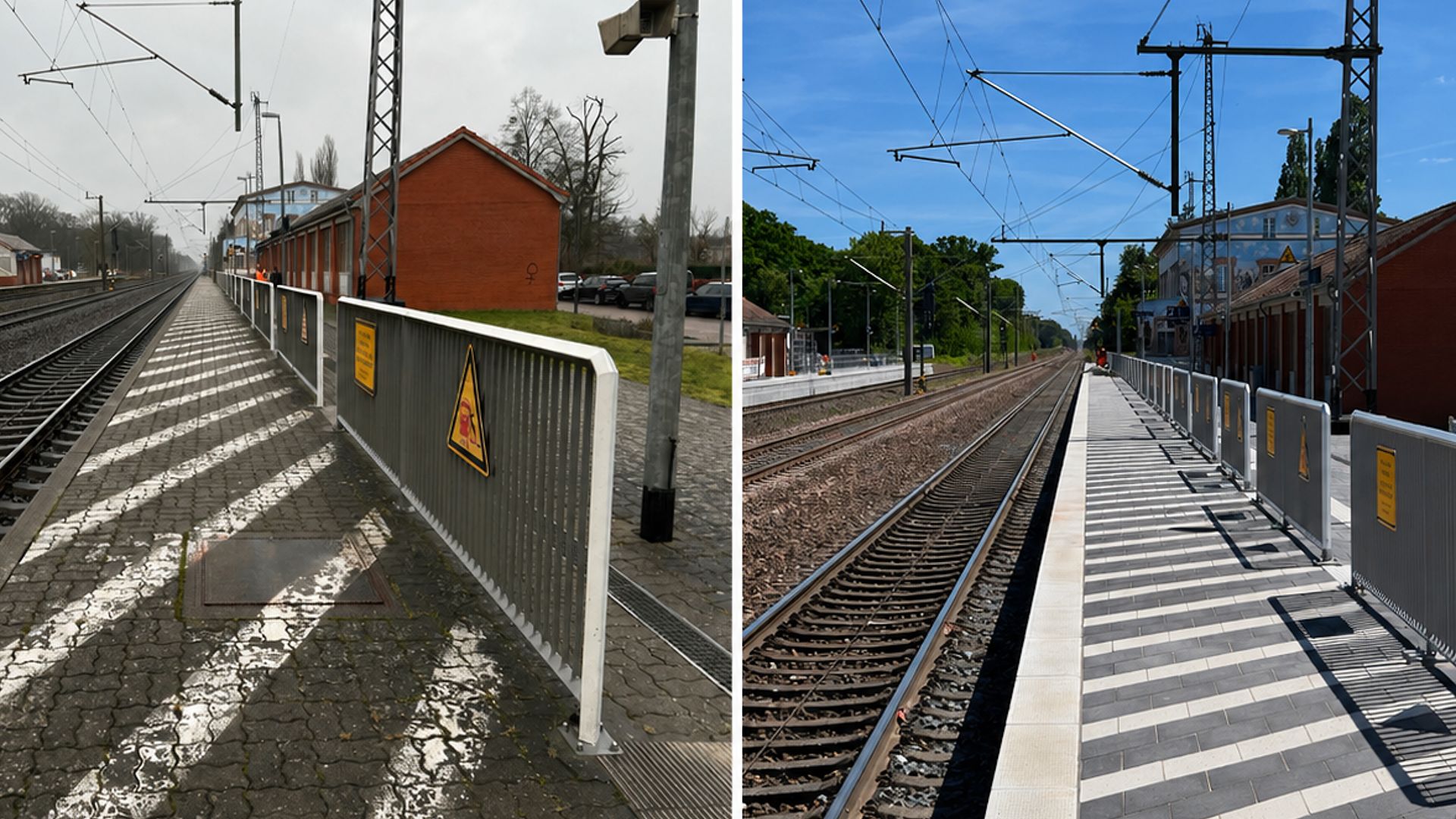 Vorher-Nachher-Ansicht: Sanierung Bahnsteig Wilsnack