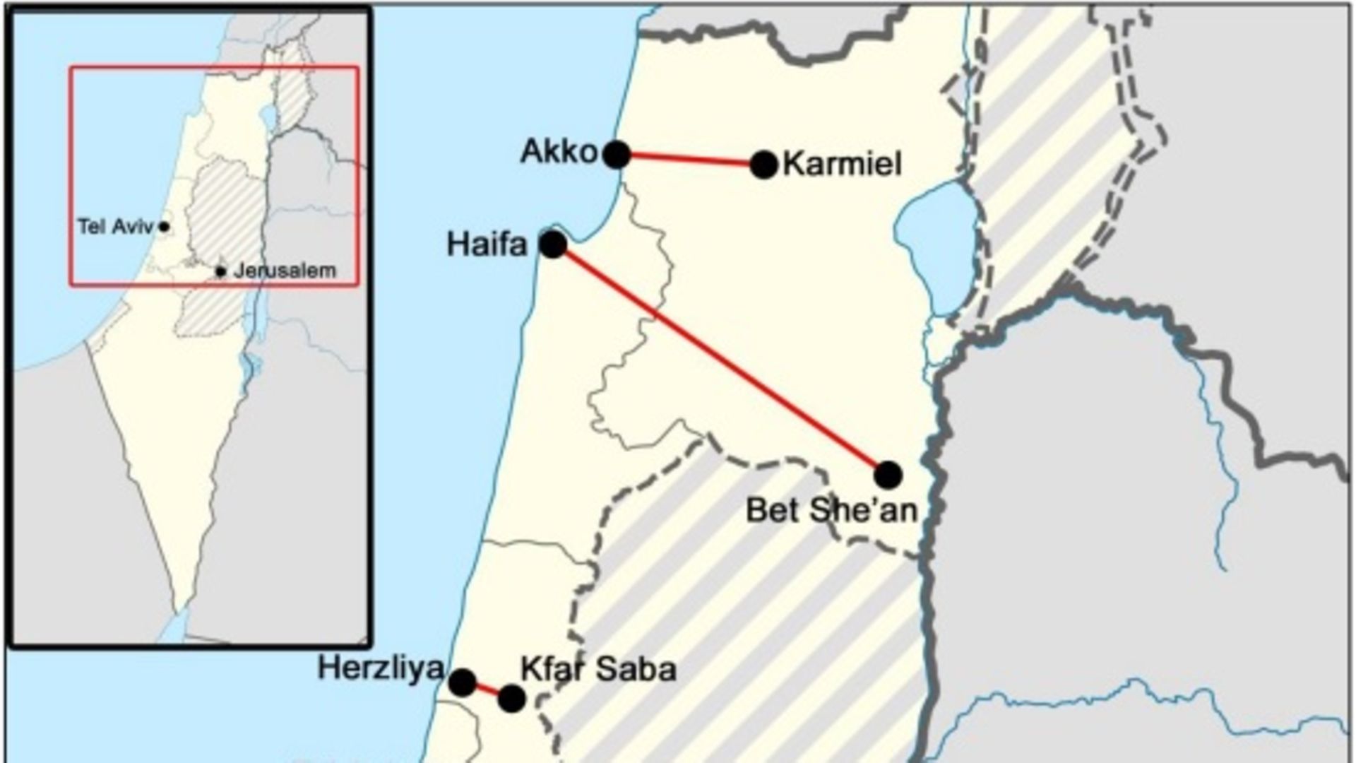 Karte der Streckenführung aus Israel