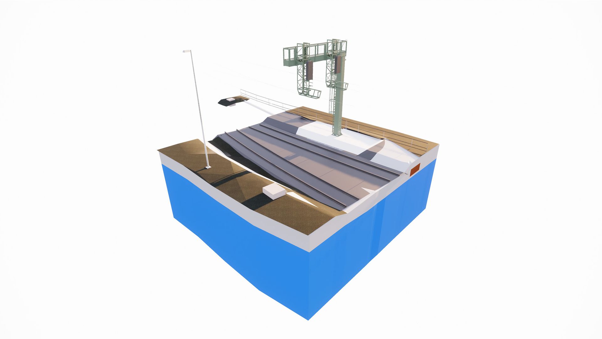 3D-AS-Buildmodell eines Signalauslegers in Halle mit fertigem Baugrundmodell
