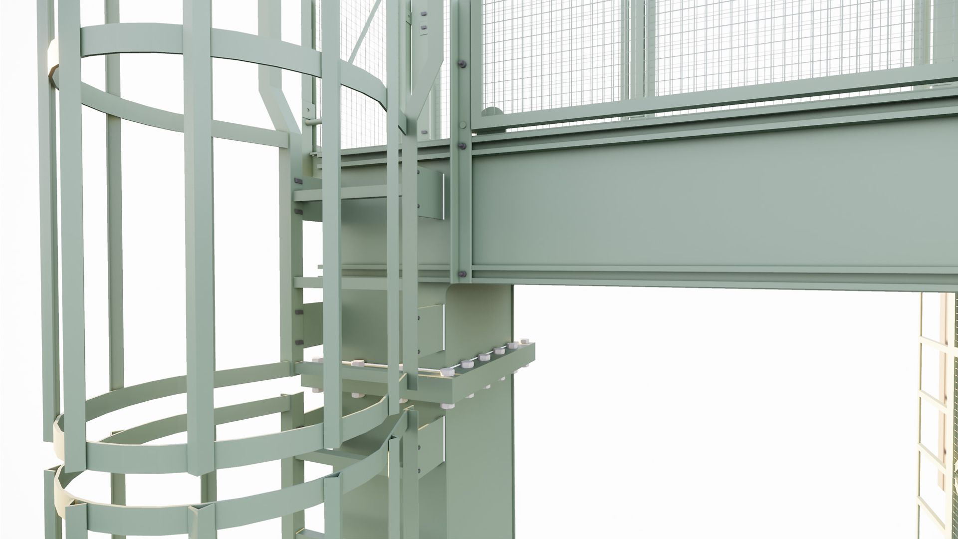 Detailansicht der 3D-Modellierung der Schraub-/ und Schweißverbindungen