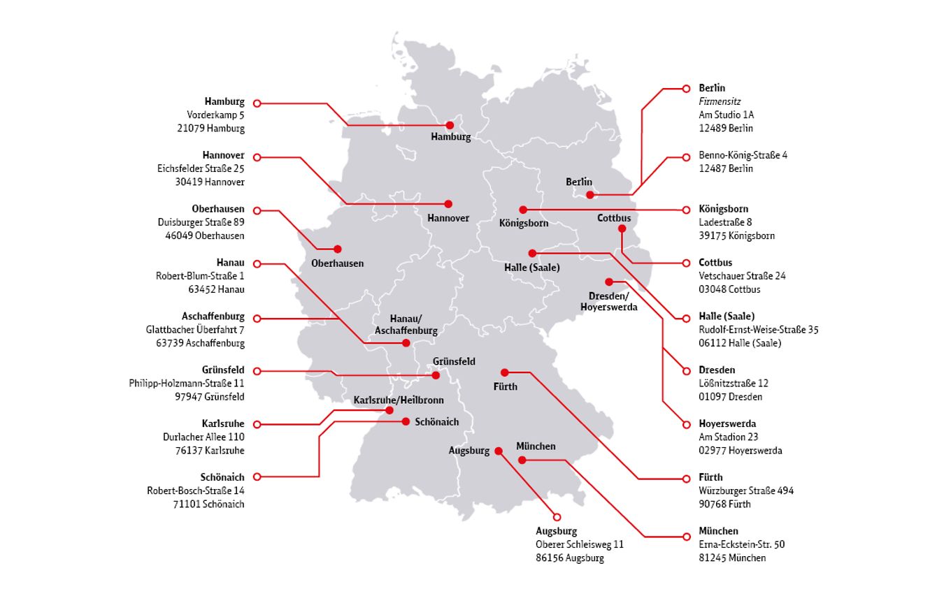 Standorte der DB Bahnbau Gruppe