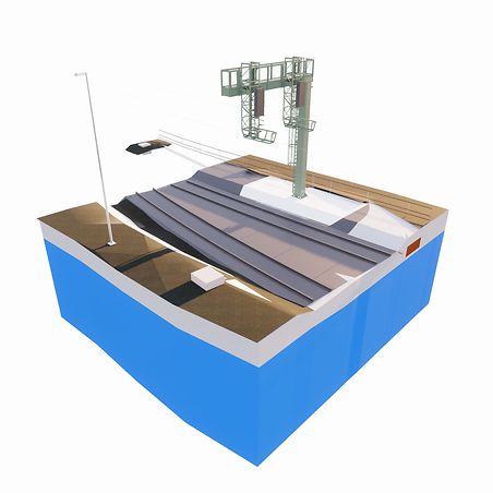 Halle (Ammendorf, Sachsen-Anhalt): 3D-AS-Buildmodell eines Signalauslegers mit fertigem Baugrundmodell